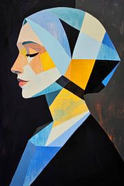 Geometrisches Porträt einer Frau – Farbsymphonie von Poster Art Shop