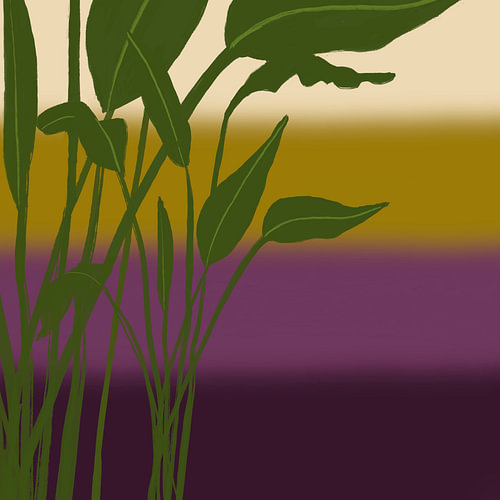 Tropische Avond – modern botanisch schilderij van Bianca ter Riet