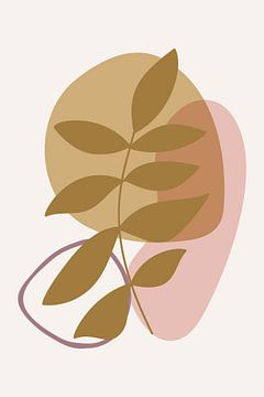 Modern boho botanical. Leaves in pastel colors no. 6 by Dina Dankers
