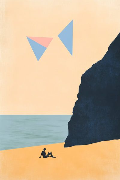 Küstenlandschaft mit Mensch und Hund von Poster Art Shop