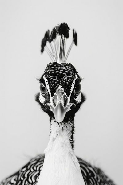Pfau in Schwarz-Weiß von Poster Art Shop