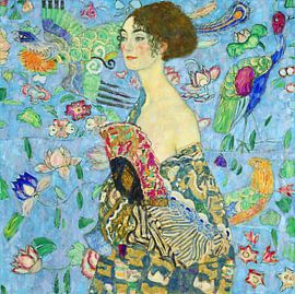Lady with a fan, Gustav Klimt (blue, digitally enhaced)