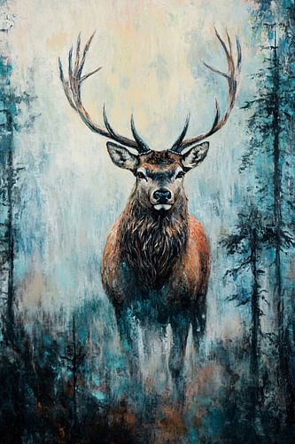 Hert in mystieke bosomgeving