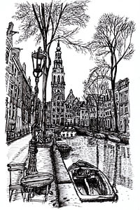 Zeichnung Zuiderkerk Groengracht Amsterdam