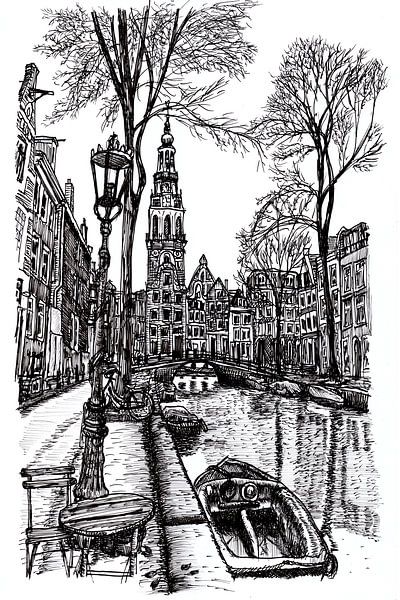 Drawing Zuiderkerk Groengracht Amsterdam by Hendrik-Jan Kornelis
