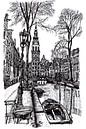 Drawing Zuiderkerk Groengracht Amsterdam by Hendrik-Jan Kornelis thumbnail