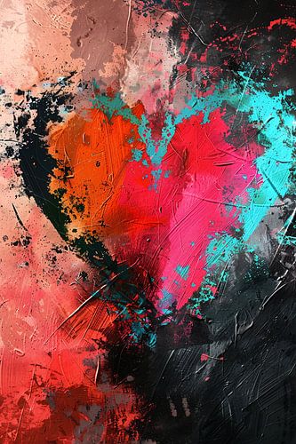 Abstract Hart in Explosie van Kleuren