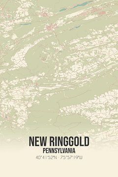 Vintage landkaart van New Ringgold (Pennsylvania), USA. van Rezona
