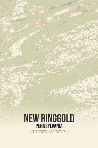 Alte Karte von New Ringgold (Pennsylvania), USA.