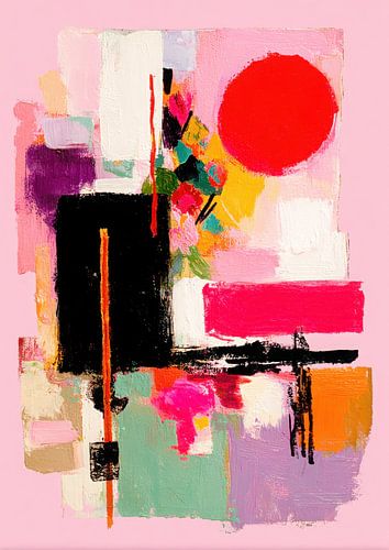 Abstract geometry with red and black