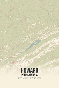 Vintage landkaart van Howard (Pennsylvania), USA. van Rezona