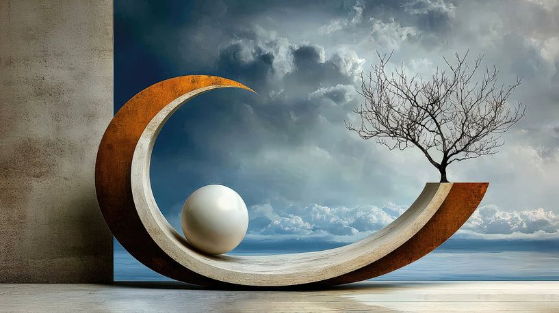 Floating harmony in cosmic balance by Klaus Tesching - Art-AI