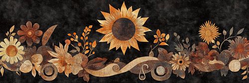 Zomerbloemen in retro stijl panorama