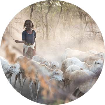 Meisje dat met haar geiten thuis komt | Ethiopië van Photolovers reisfotografie