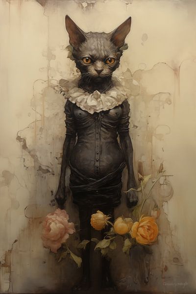 "Felis Elegans Floris" - Elegante Katze der Blumen von Emil Husstege