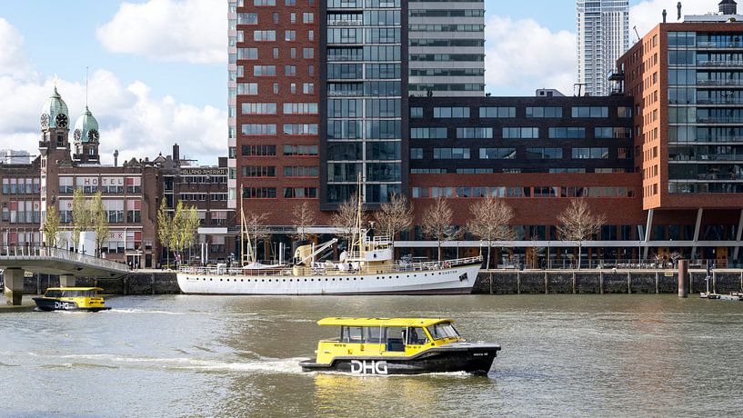 Skyline Rotterdam Kop van Zuid: blik op de Wilhelminapier (5) van Rick Van der Poorten