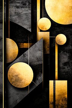 Moderne abstracte kunst in goud en zwart van Imperial Art House