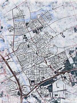 Kaart van Rosmalen in de stijl 'White Winter' van Maporia