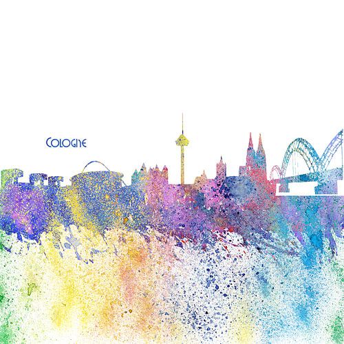 Cologne Germany Skyline Silhouette Impressionistischer Splash