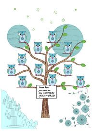 Owls Stars Flowers & Mountain by Colourful Ways