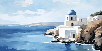 Grieks Kerkje aan de Middellandse Zee van Whale & Sons
