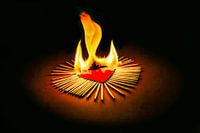 Burning heart of matches