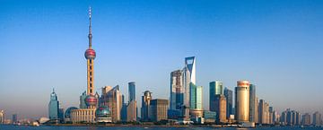 Skyline Shanghai, Bund, Financial sector van Marjolein Fortuin