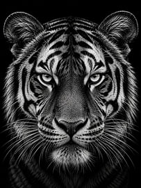 The Striped Hunter – Tiger in Black and White by Elisabeth Rozenberg