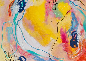 Happy Place 002 - abstract schilderij van QEIMOY