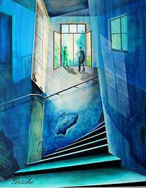 Dialog im Treppenhaus von Gertrud Scheffler
