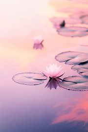 Nénuphars dans la douce lumière du soir sur Poster Art Shop