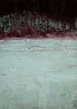 Abstrakte, strukturierte Landschaft in Burgund & Pale Mint