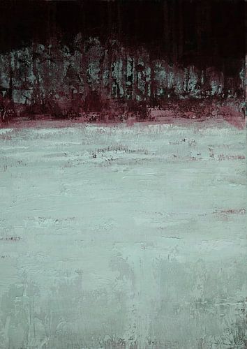 Abstract gestructureerd landschap in bordeauxrood & licht mint