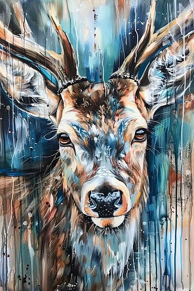 Colourful abstract painting of a deer by Art & Soul Creations