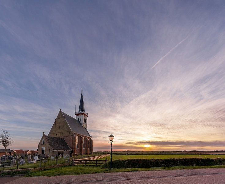 Kerk Den Hoorn mooie sunset van Texel360Fotografie Richard Heerschap