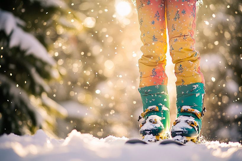 Chaussettes de ski colorées dans la forêt hivernale par Poster Art Shop