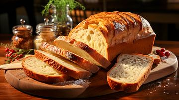 Pain blanc sur la table en bois sur Animaflora PicsStock