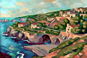 Village on the Mediterranean by Anna Marie de Klerk