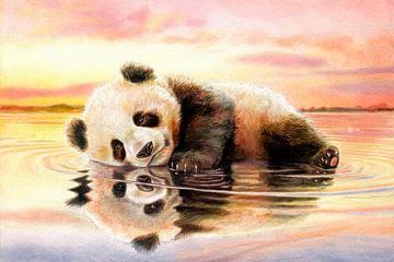 Jonge panda in avondlicht van Imperial Art House