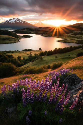 Licht over glooiende heuvels