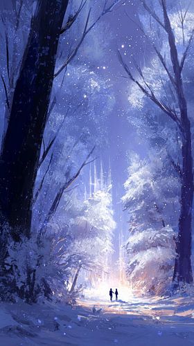 Winterbos met Lichtpoort en Twee Reizigers