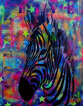 Colorful Zebra sur Femke van der Tak (fem-paintings)