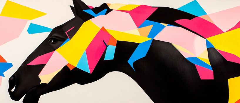 Kleurrijke elegantie - Paardenprofiel Licht kleurenspel - Pfe van Poster Art Shop