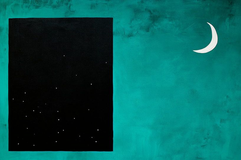 Ciel nocturne avec lune étroite et étoiles par Poster Art Shop