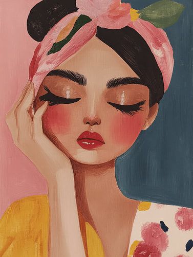 Modern portret in pastelkleuren van Studio Allee