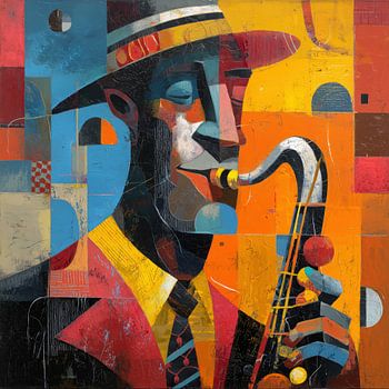 Saxophonist Kubismus abstrakt