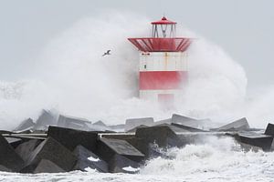 Extreme Welle verschlingt Leuchtfeuer bei Scheveningen von Hans Overduin