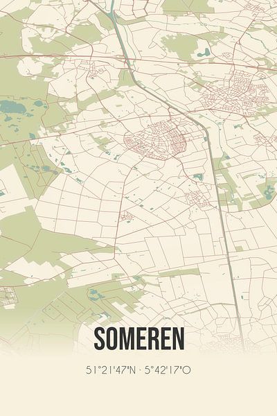 Alte Karte von Someren (Nordbrabant) von Ortsdrucke