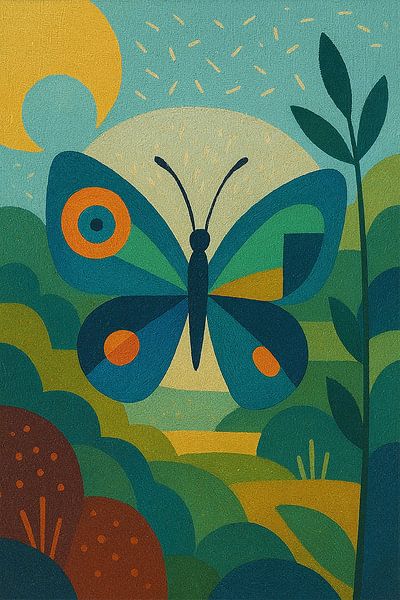 Illustration géométrique d'un papillon. par Galerie Hoppenbrouwers