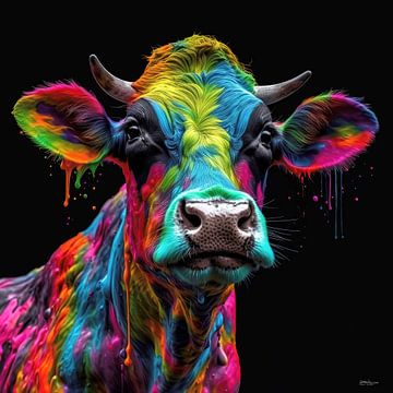 Kuh in mehrfarbig von Gelissen Artworks